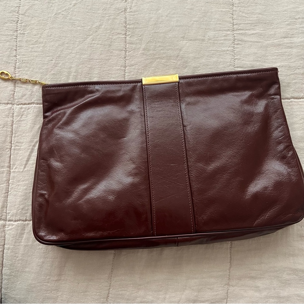 Vintage Brownish/Red Leather Clutch - Picture 2 of 6